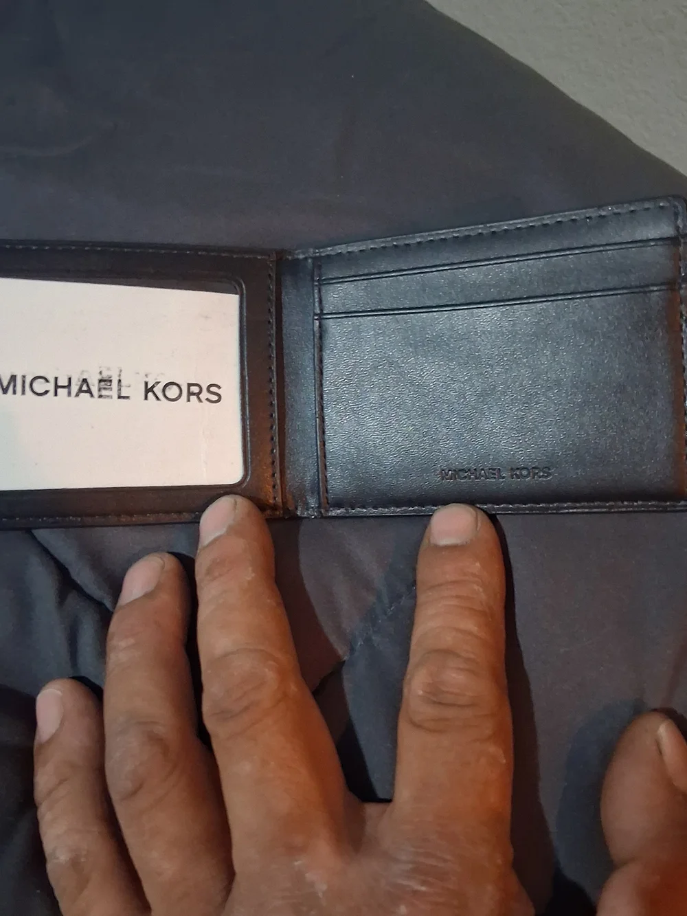 Michael Kors Black Pebbled Leather Card Holder with Gold Logo